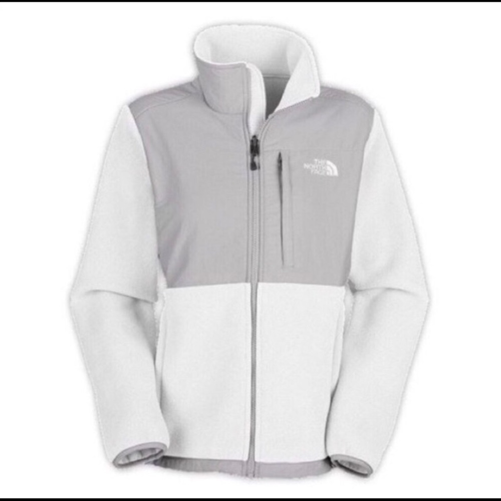 The north face grey and white denali jacket